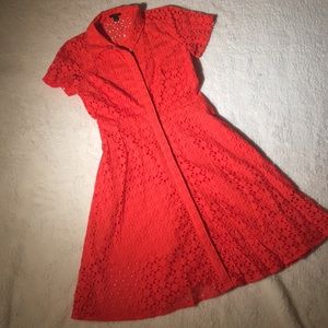 Ann Taylor Coral T-Shirt Fit-and-Flare Dress